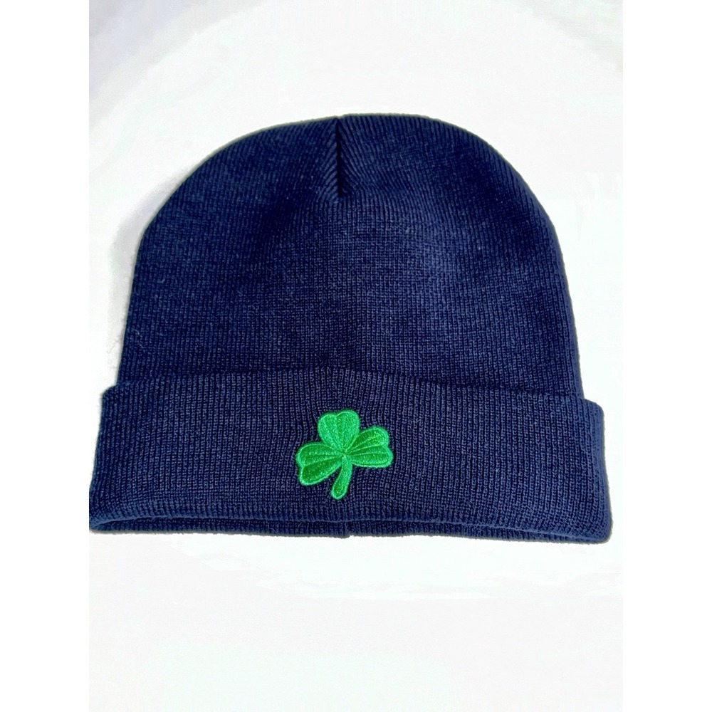 Bridget's of Erin Boutique Navy Shamrock Beanie Irish Knit Winter Hat